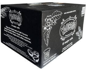 Close-up of Yaucono 100% Arabica beans used in the blend.