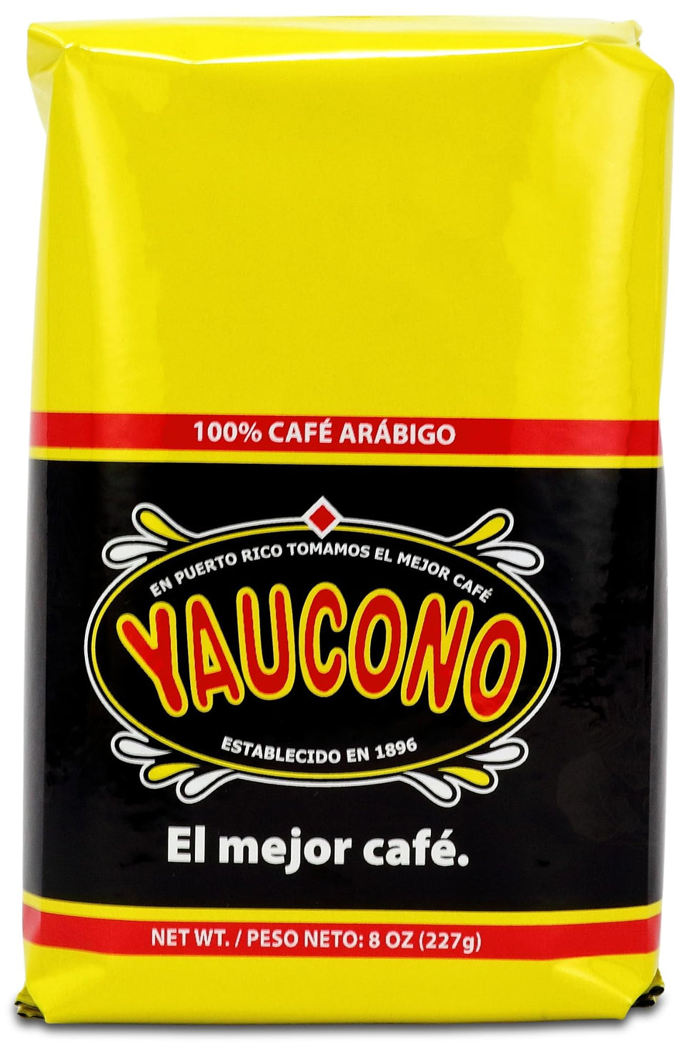 Yaucono ground coffee bag 8oz, front view, ready for daily brewing.