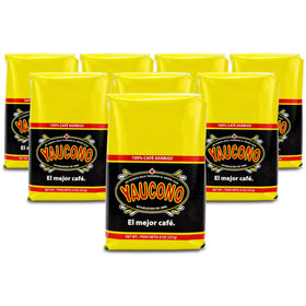 Yaucono ground coffee bags 8oz pack-8 front view: ready-to-brew convenience.