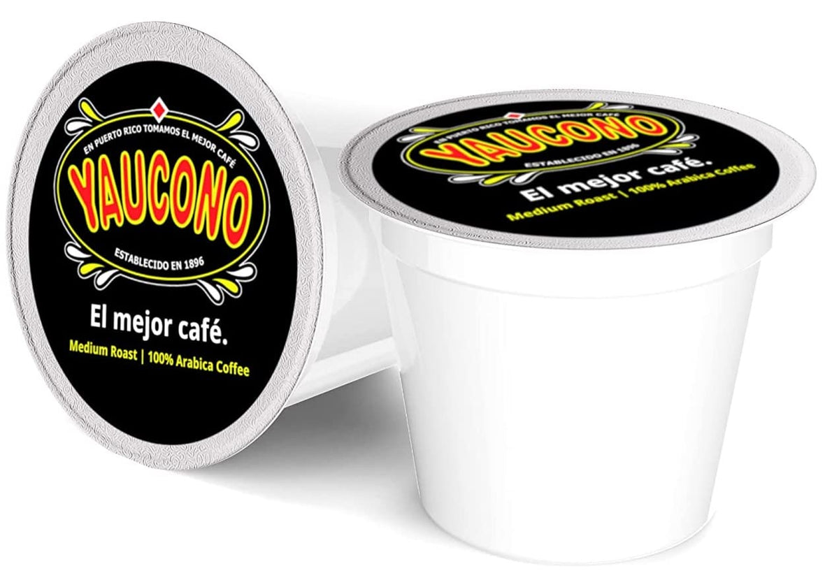 Yaucono pod box showing ground medium roast for quick mornings.