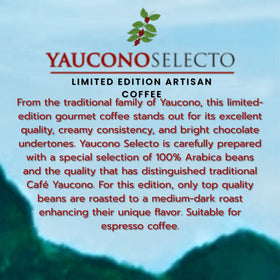 Yaucono Selecto coffee grains ready for brewing methods like drip or French press.