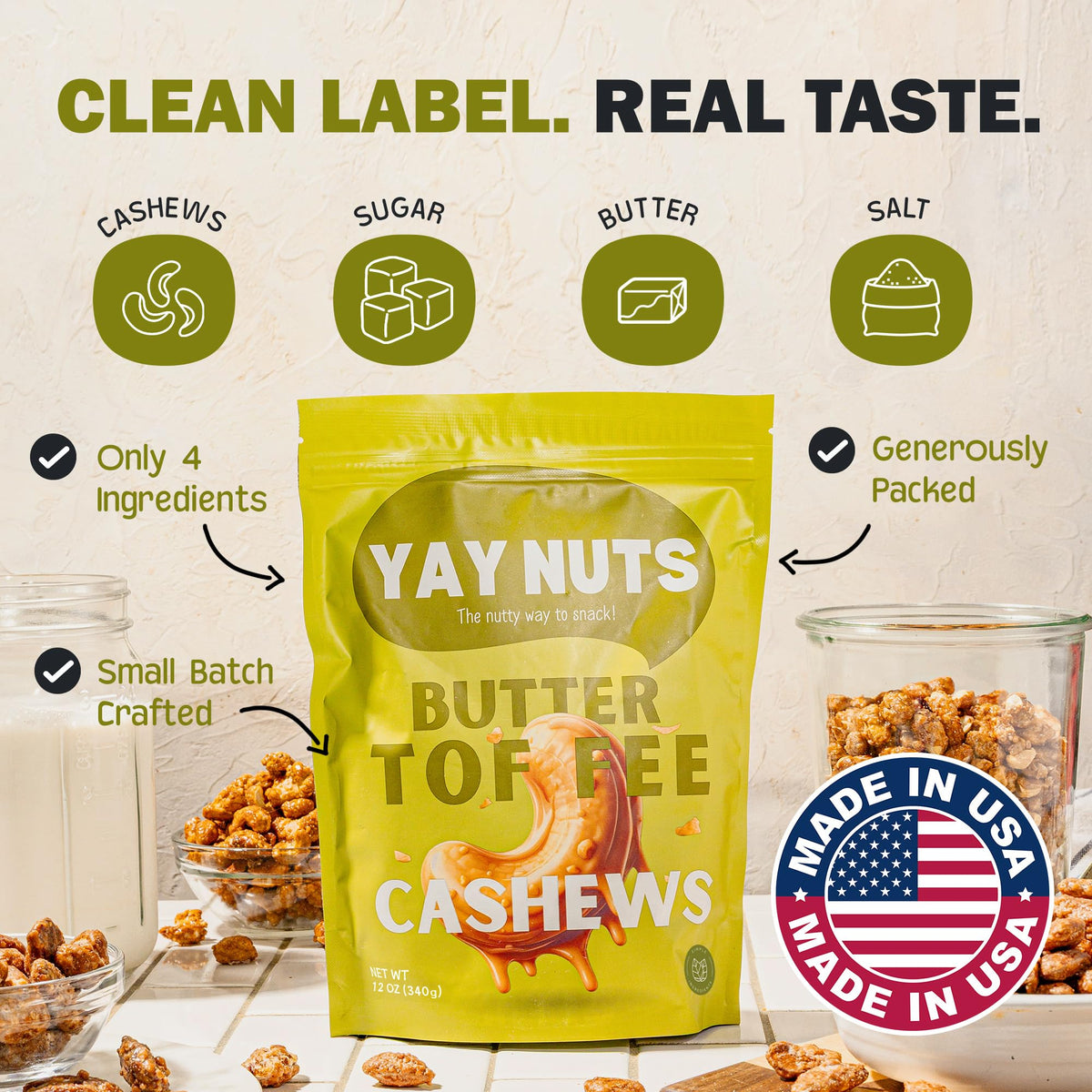 Ingredient label highlights real ingredients with no artificial flavors.