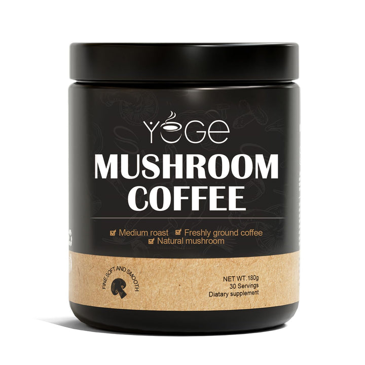 YEGE Mushroom Coffee Organic Blend in a jar delivering rich aroma and daily focus