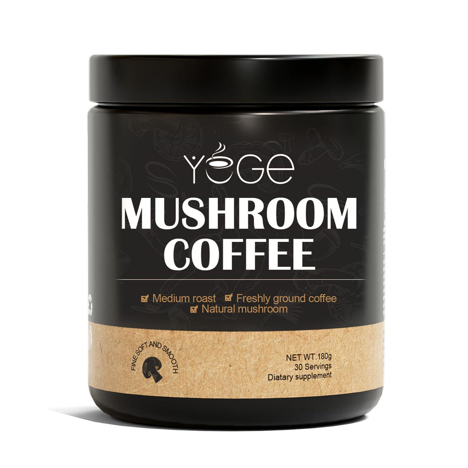 YEGE Mushroom Coffee Organic Blend in a jar delivering rich aroma and daily focus