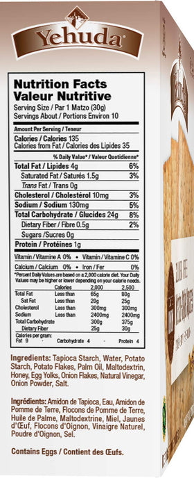 Yehuda matzo squares toasted onion served with dips gluten-free snack