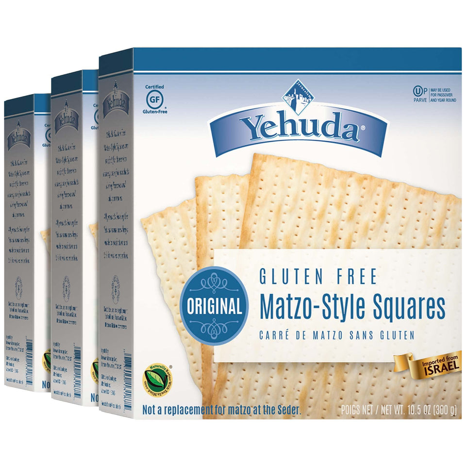 Yehuda Matzo Squares are crisp gluten-free snacks, perfect with dips or enjoyed solo.