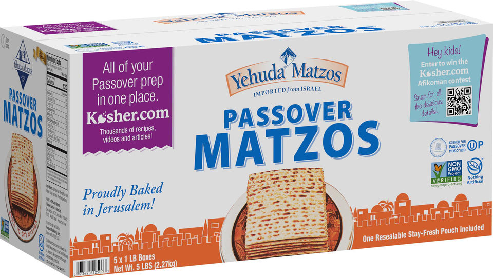 Yehuda Passover matzos five-box set showing crisp texture for gatherings