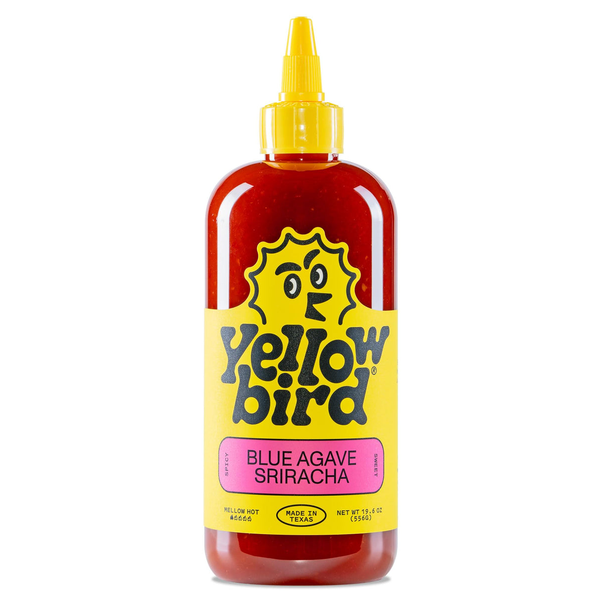 Yellowbird Classic Blue Agave Sriracha bottle top view for flavor elevation