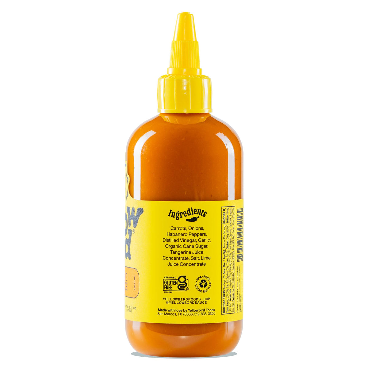 Yellowbird packaging—gluten-free and vegan options highlighted.