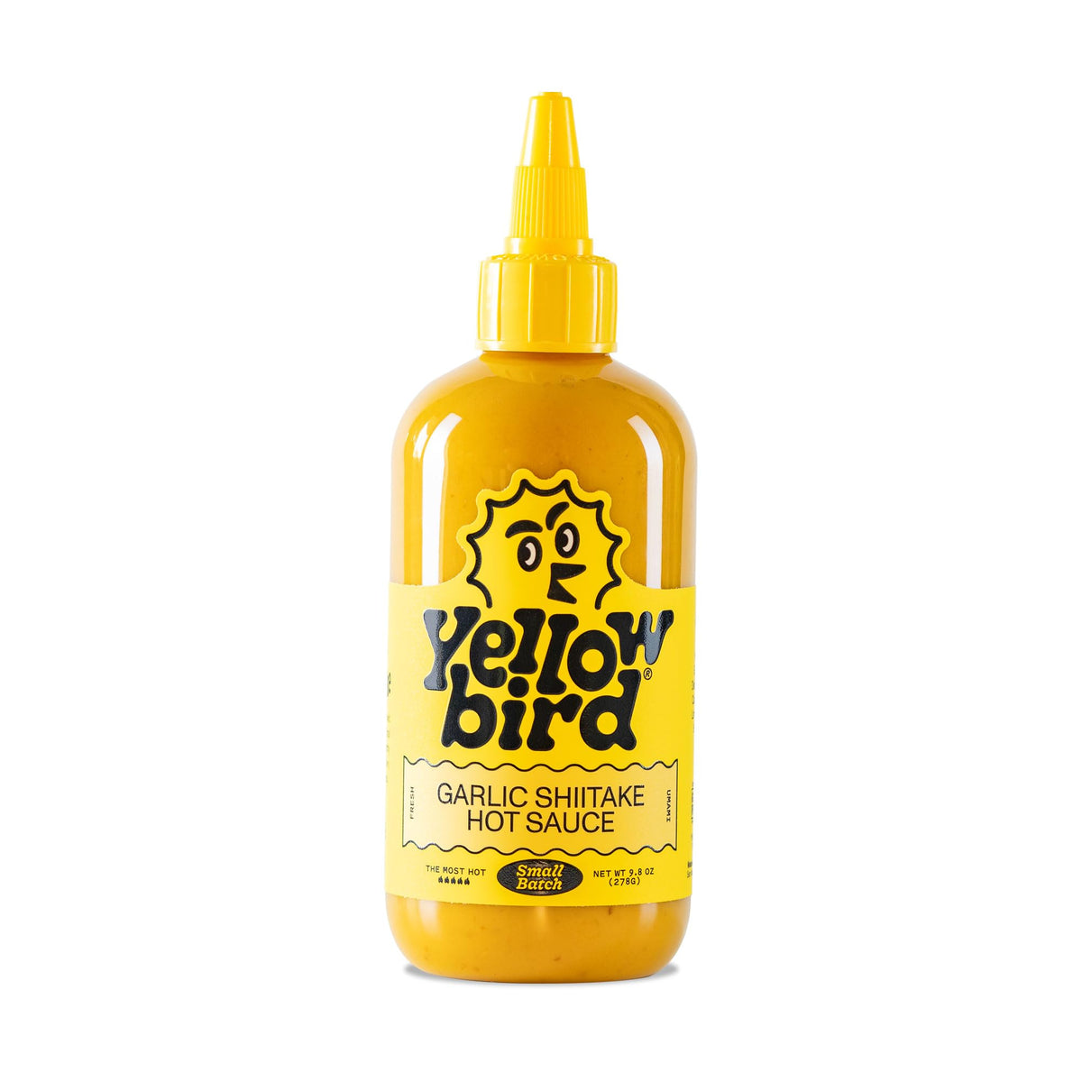 Yellowbird Garlic Shiitake hot sauce bottle for bold weeknight flavor.