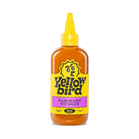 Yellowbird Plum Reaper bottle front—bold savory-sweet flavor booster for weeknight meals.