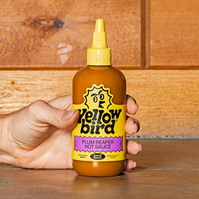 Yellowbird Plum Reaper pour—easy drizzle over roasted vegetables for bold contrast.