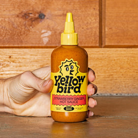 Yellowbird sauce used as dipping sauce with chickpeas