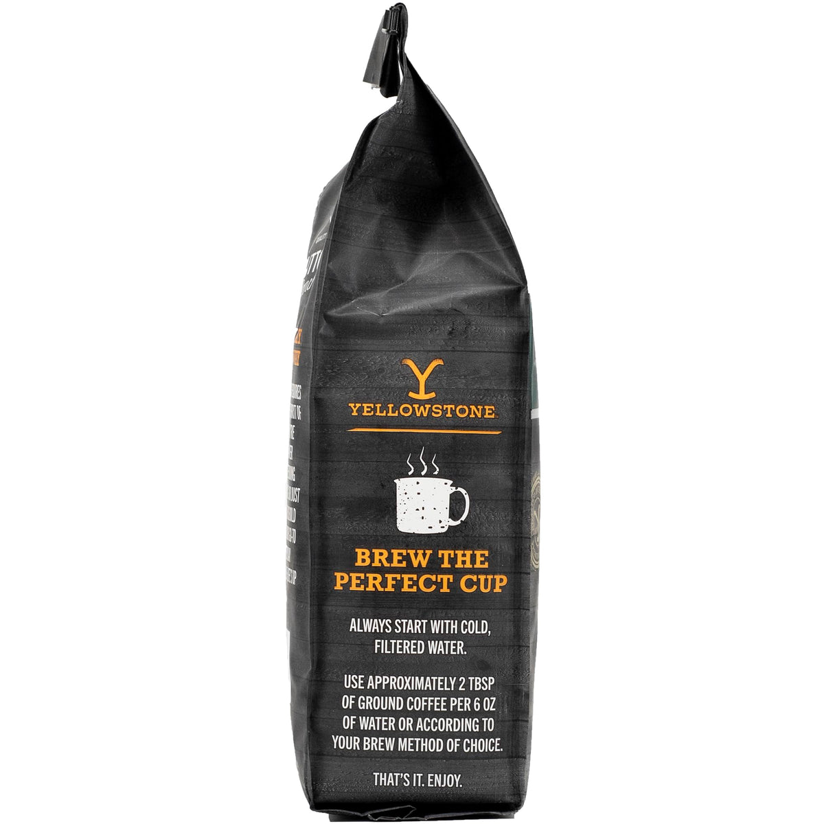 Yellowstone Bunkhouse ground coffee bag ready for daily brewing at home