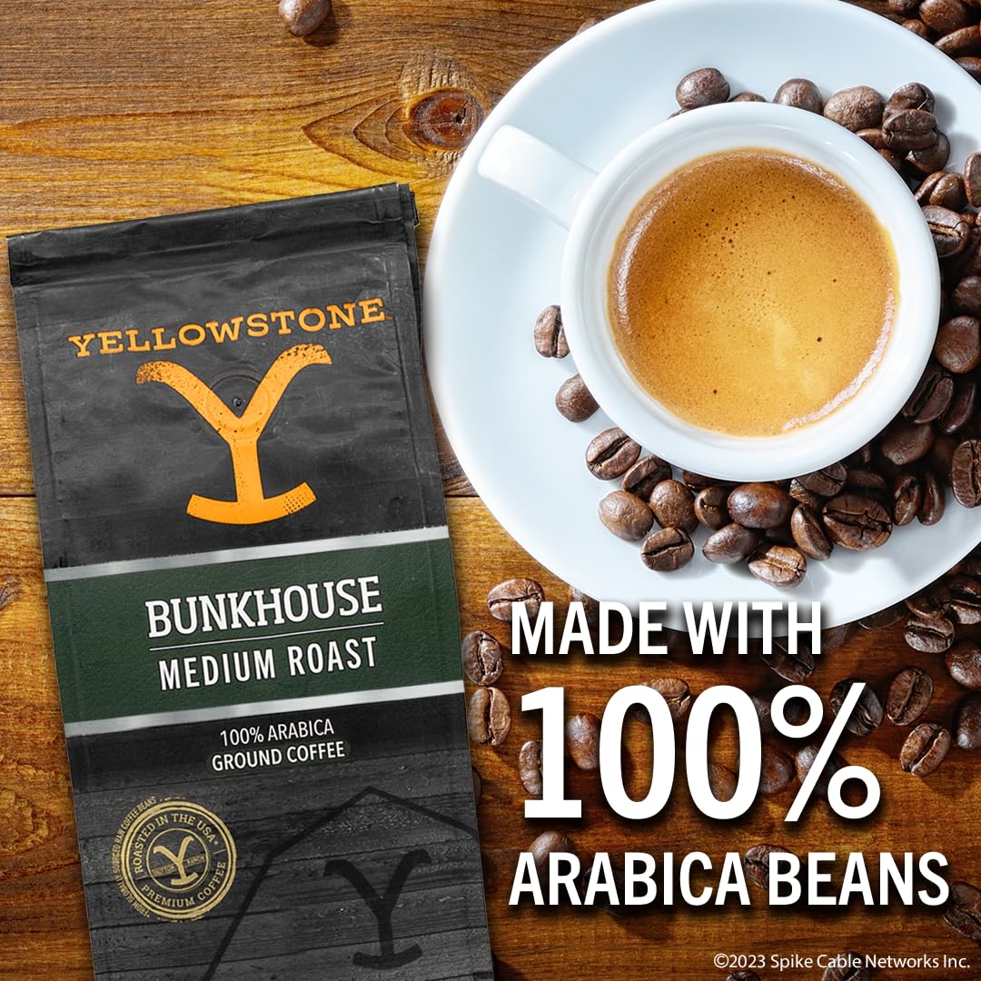 Yellowstone Bunkhouse 12 oz bag keeps freshness ready for morning.