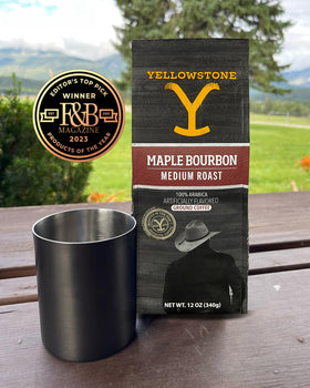 Yellowstone Maple Bourbon coffee mug ambiance conveys cozy mornings and extended enjoyment