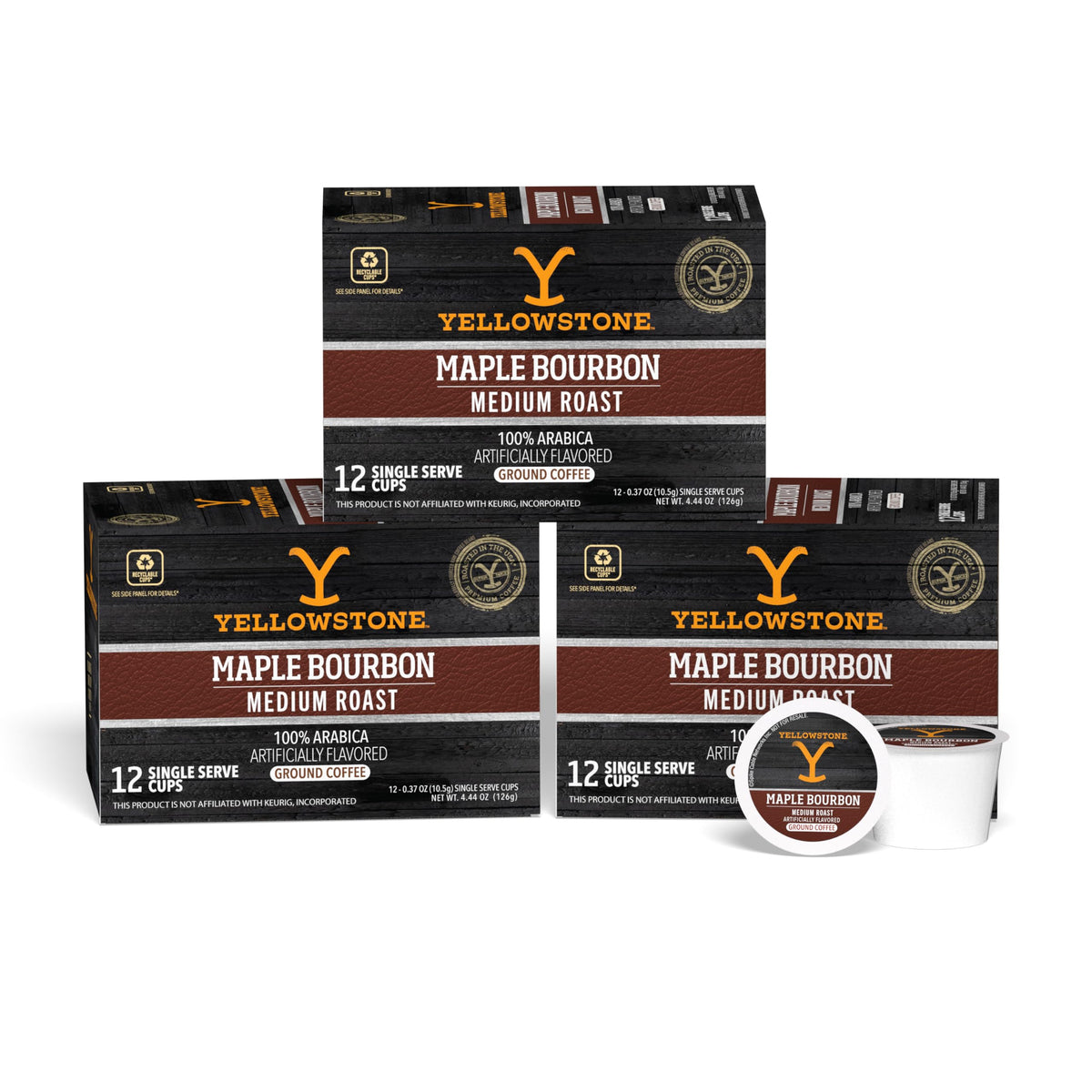 Yellowstone Maple Bourbon coffee pod ready for a quick, convenient brew.