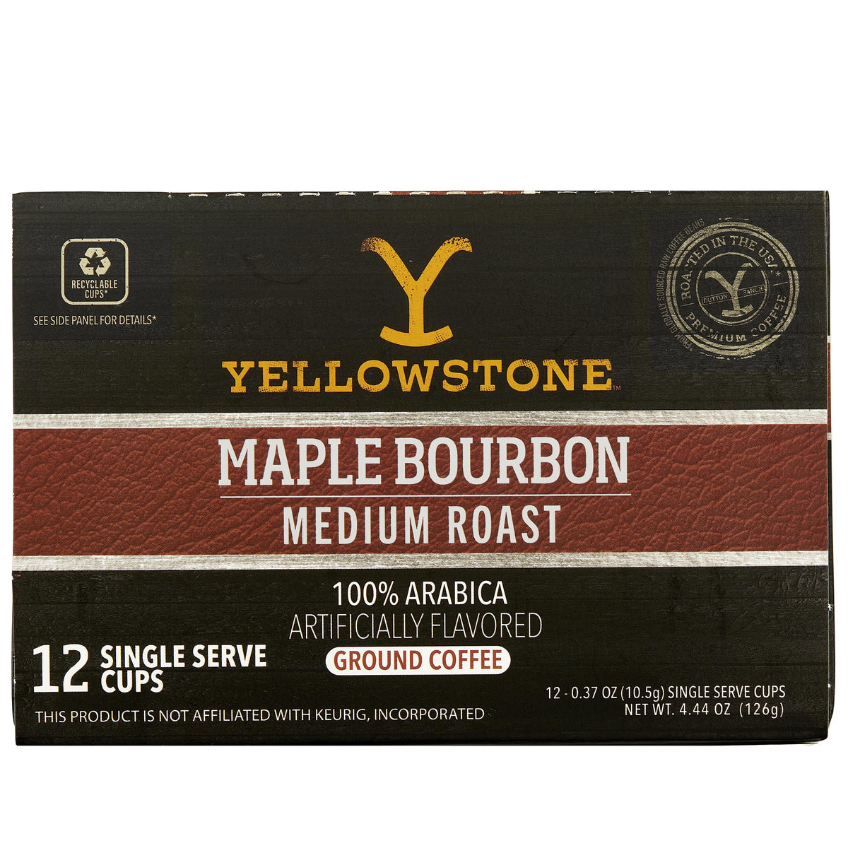 Yellowstone Maple Bourbon medium roast coffee pods ready for quick brewing