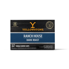Yellowstone Ranch House Dark Roast pod pouring rich crema for a bold morning.