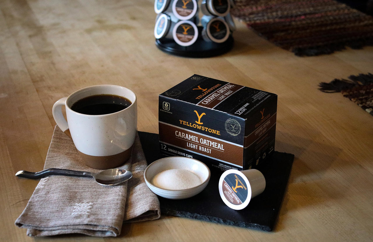 Yellowstone recyclable pods packaging communicates eco-conscious convenience for daily coffee.