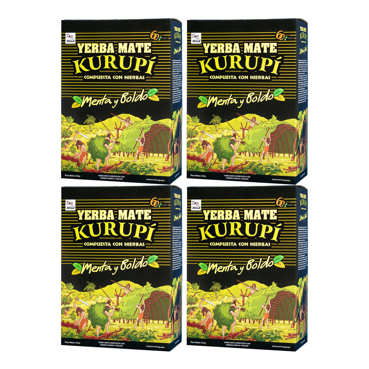 Kurupi Yerba Mate Menta Boldo 500g pack with refreshing herbal blend.