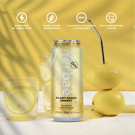 Chilled Yerbae Classic Lemonade glass on ice with natural Stevia sweetness.