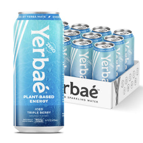 Yerbaé Iced Triple Berry can on a desk showing a berry-forward energy boost