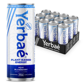 YERBAÉ Energy Seltzer Acai Blueberry can with zero sugar for anytime refreshment.