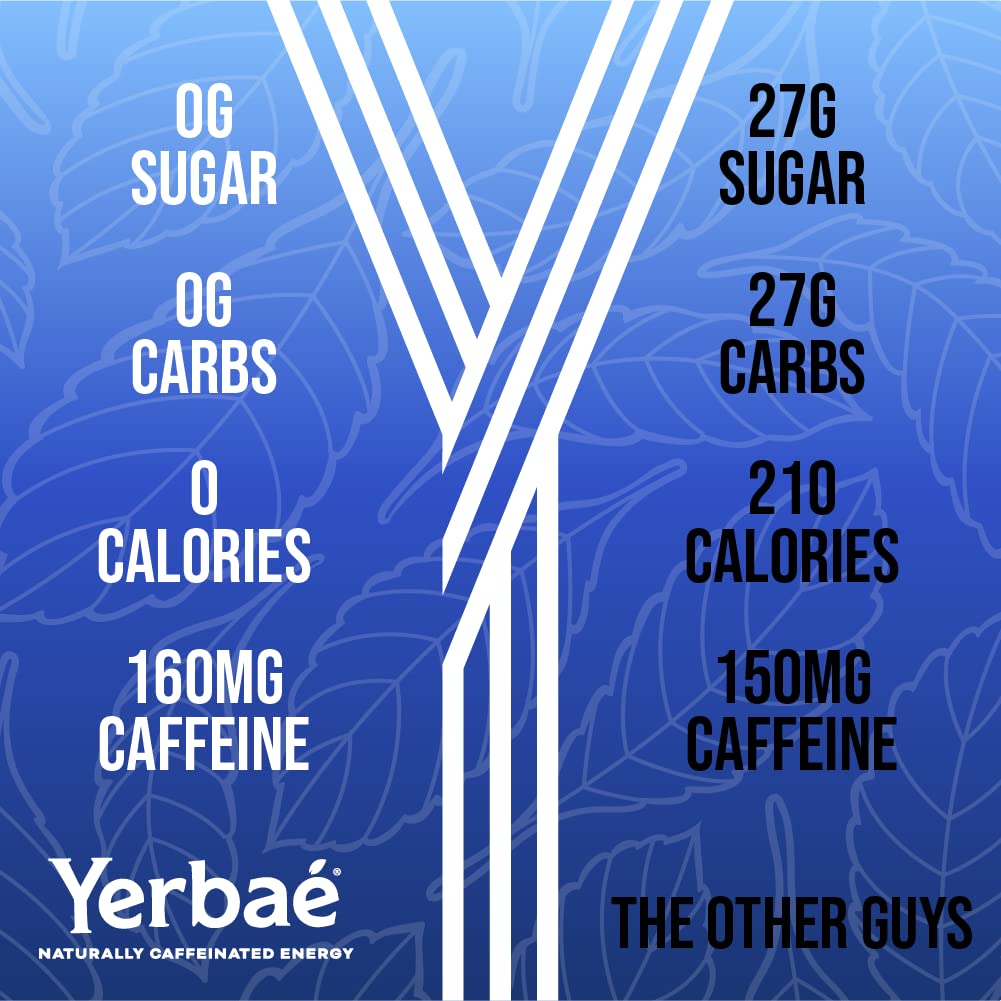Close-up of YERBAÉ label showing plant-based ingredients and clean energy.