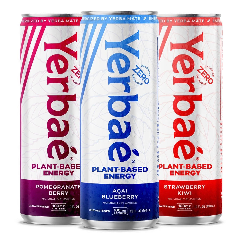 Yerbaé Energy Seltzer Acai Blueberry can with zero sugar and natural caffeine.