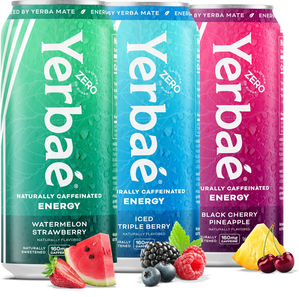 Yerbae Energy Variety Power Pack 12-pack on shelf, sugar-free energy option.