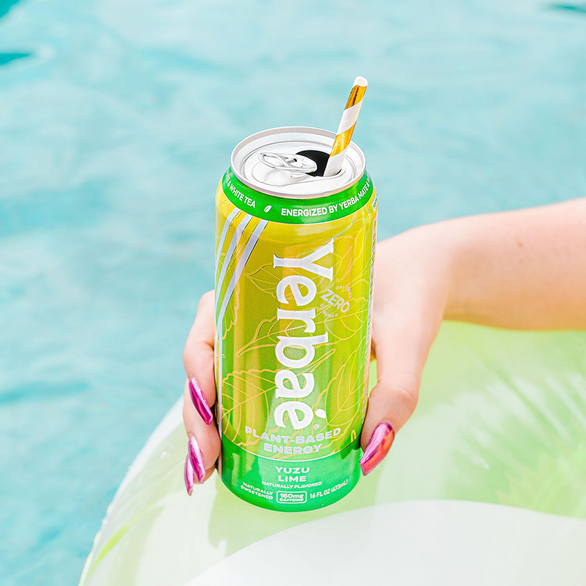 Yerbae Yuzu Lime energy can on desk for a quick focus boost.
