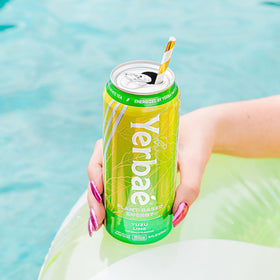 Yerbae Yuzu Lime energy can on desk for a quick focus boost.