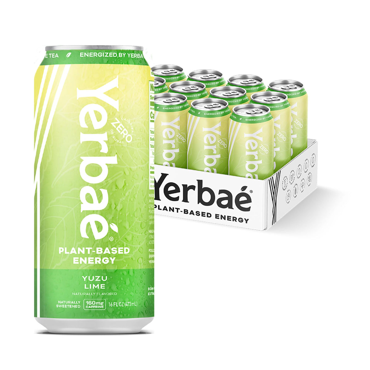 Yerbae Yuzu Lime energy can, naturally caffeinated and sugar-free.