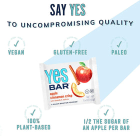 The YES Bar Apple Cinnamon on-the-go snack shows a convenient daily energy option.
