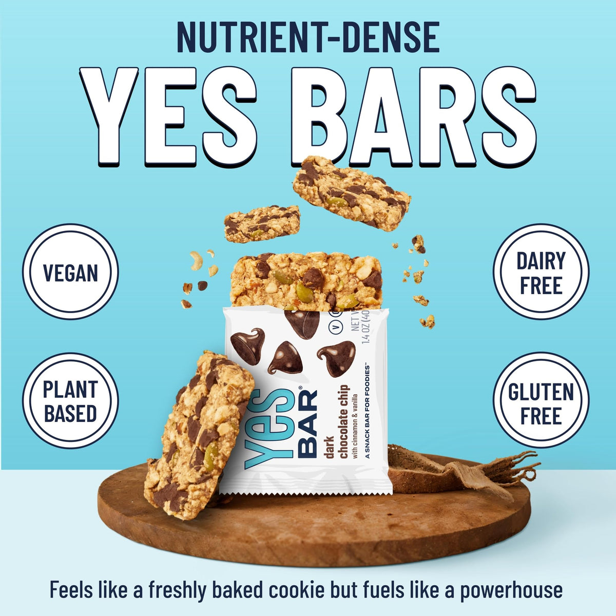 The YES Bar with organic maple syrup sweetness highlights natural flavor without refined sugar.