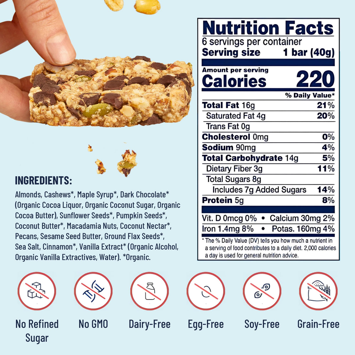 The YES Bar is produced in small batches for fresh, simple ingredients.