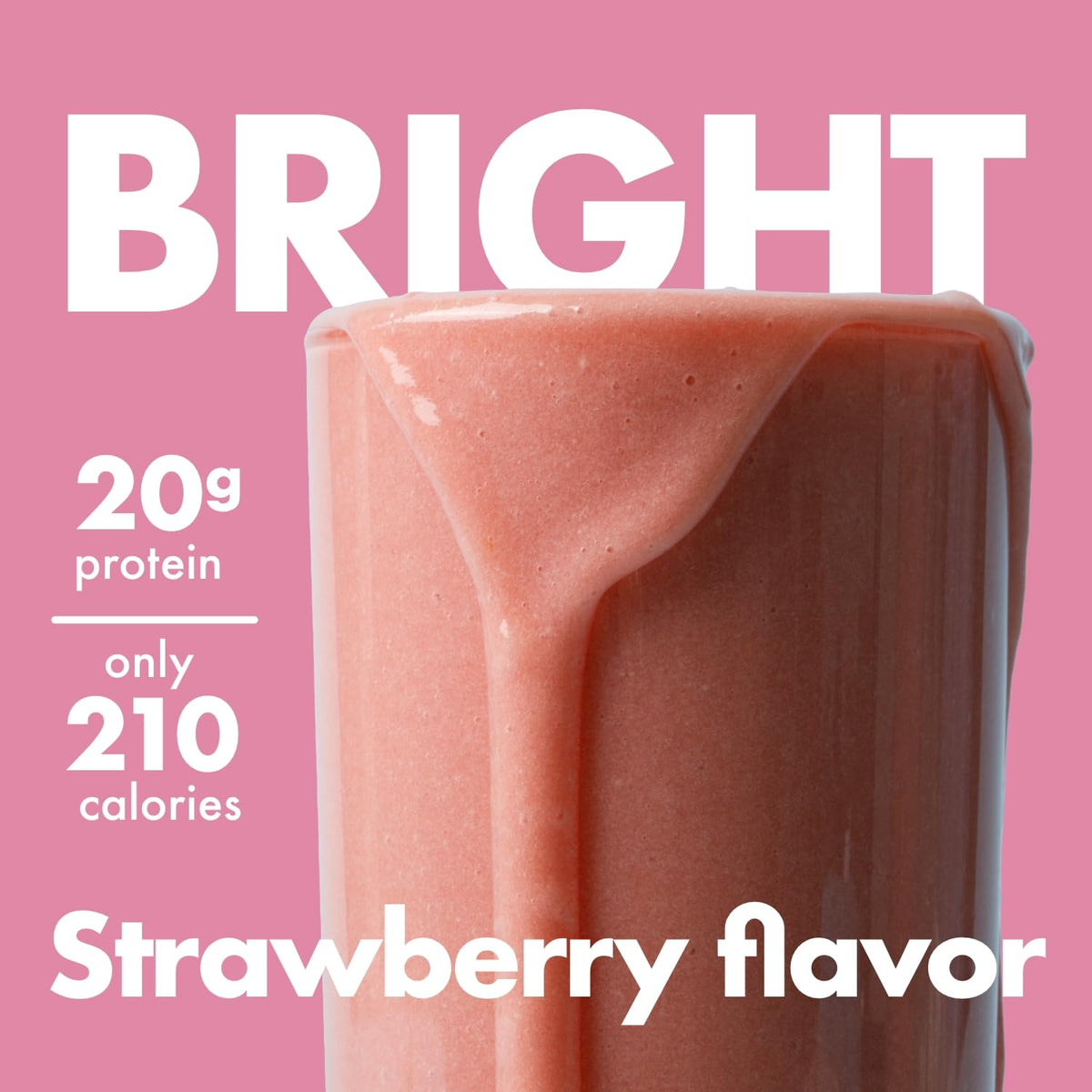 Yes You Can! Strawberry shake scoop highlights quick, easy powder mixing.