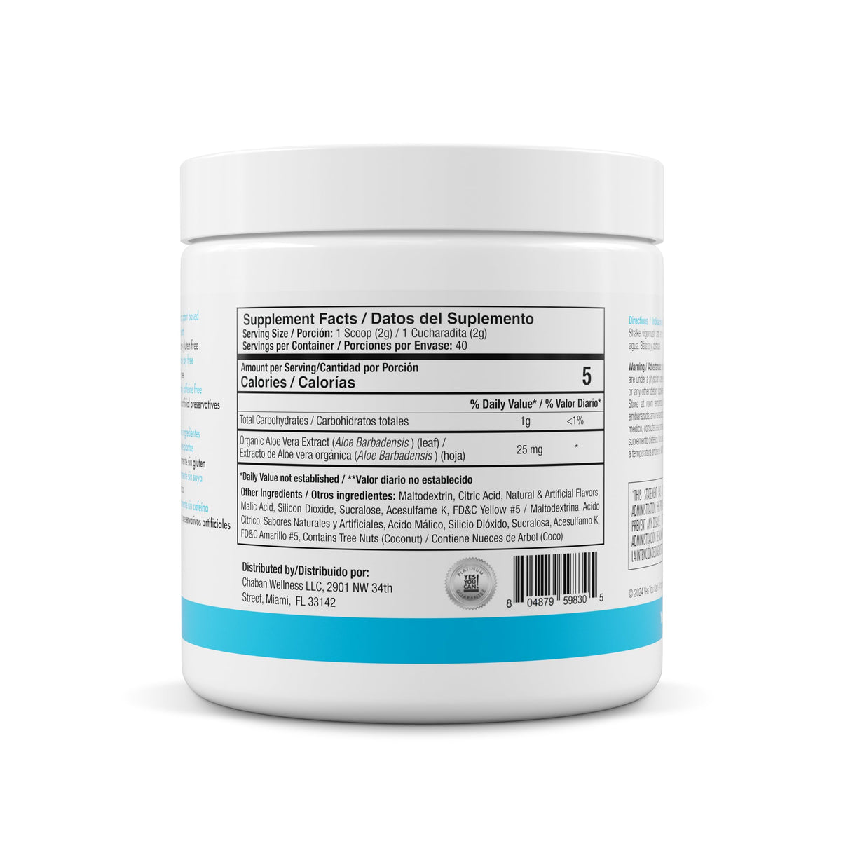 Yes You Can Organic Aloe Vera Extract provides natural hydration flavor.