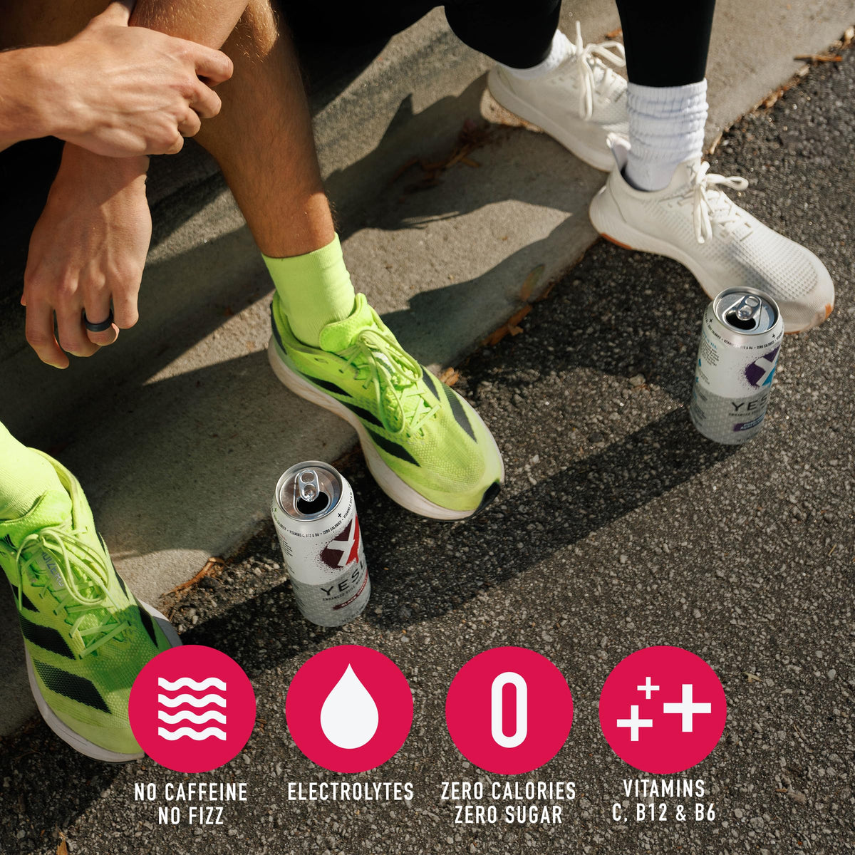 Yesly 16oz can pack display for convenient, everyday hydration.