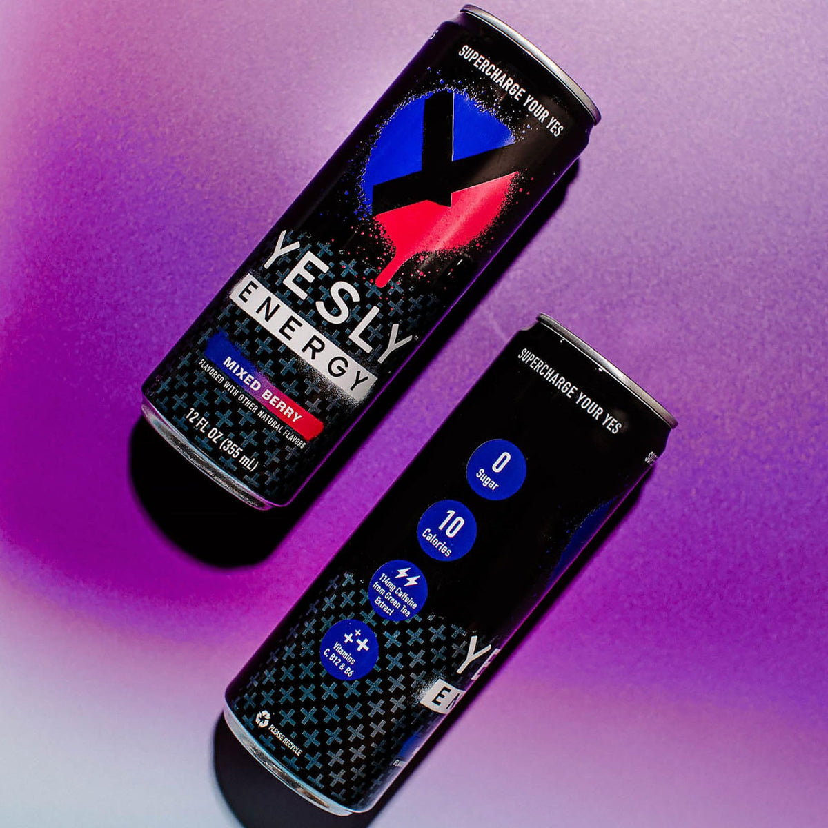 Yesly Energy Drink 12-pack display suggests convenient on-the-go refreshment.