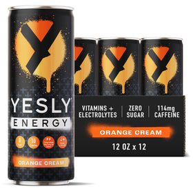Yesly Energy Orange Cream can, natural caffeine boost for quick daytime alertness