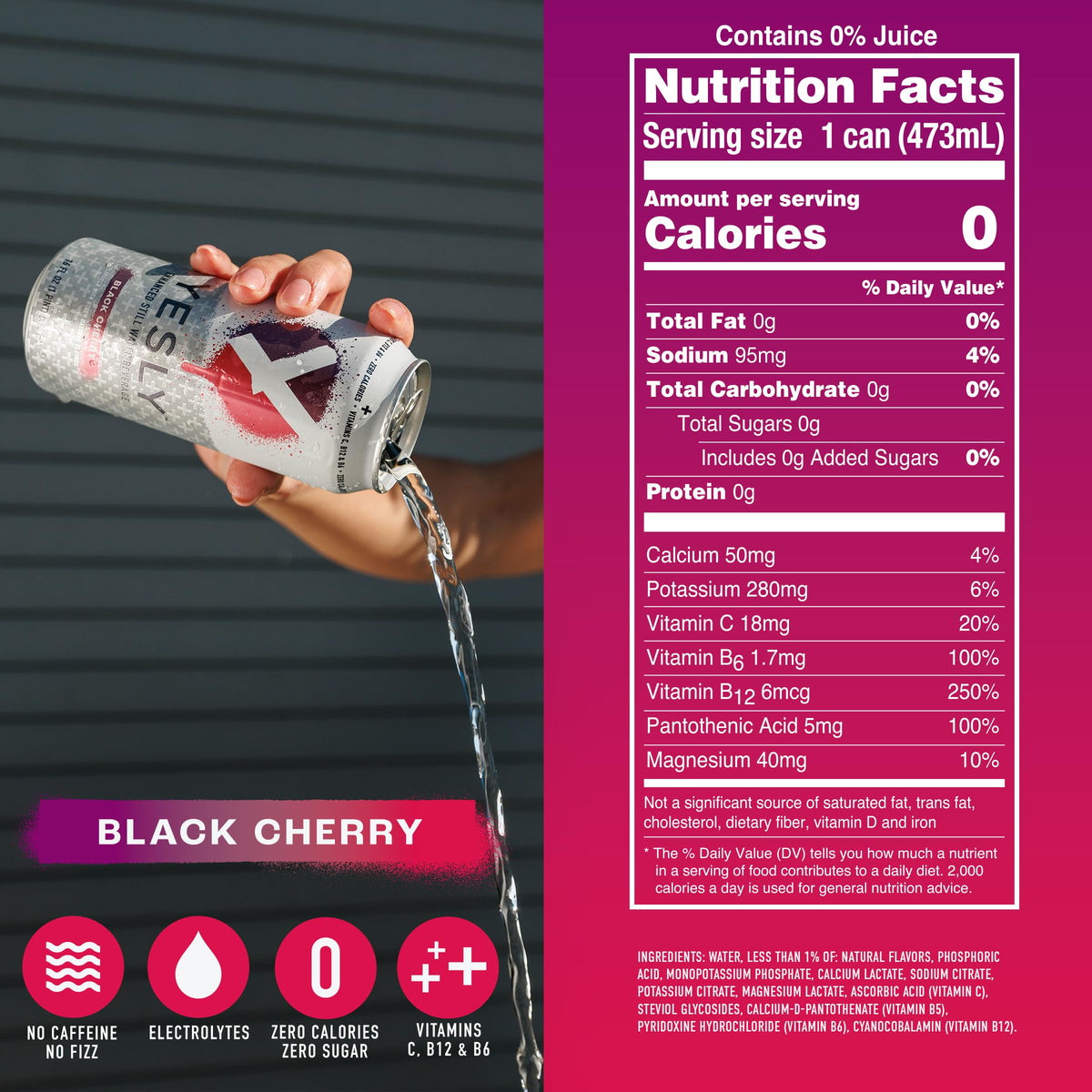 Yesly pomegranate acai blueberry can blends bold flavor with clean hydration