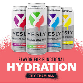 Yesly hydration setup with cans ready for workouts and commutes.
