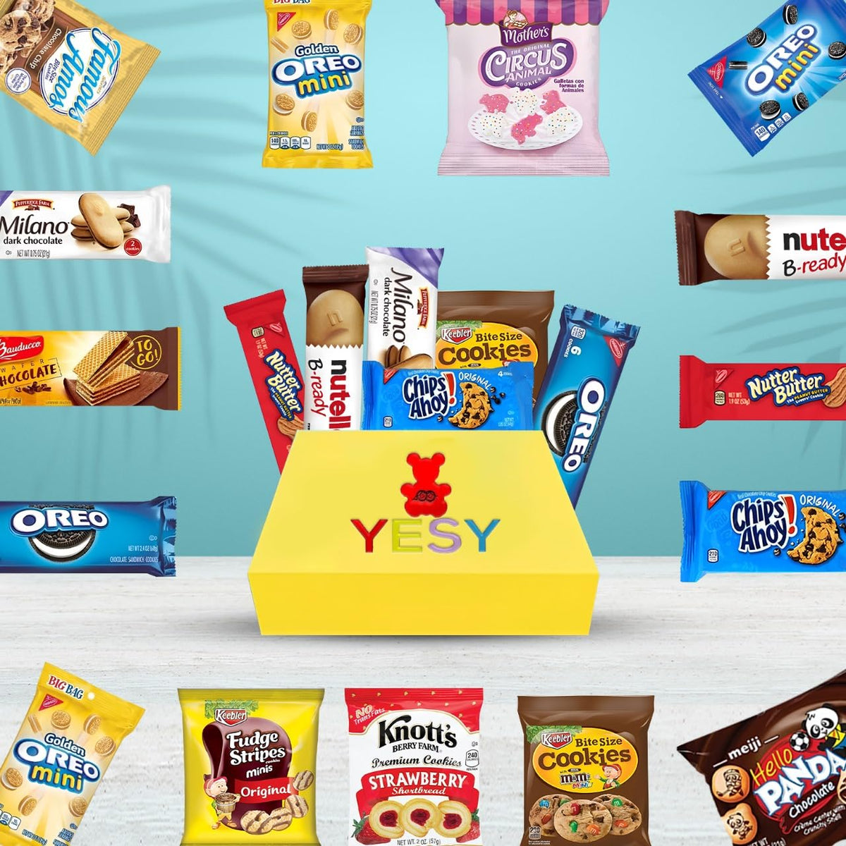 Yesy Panda and Keebler treats showcased in an eye catching cookie assortment.