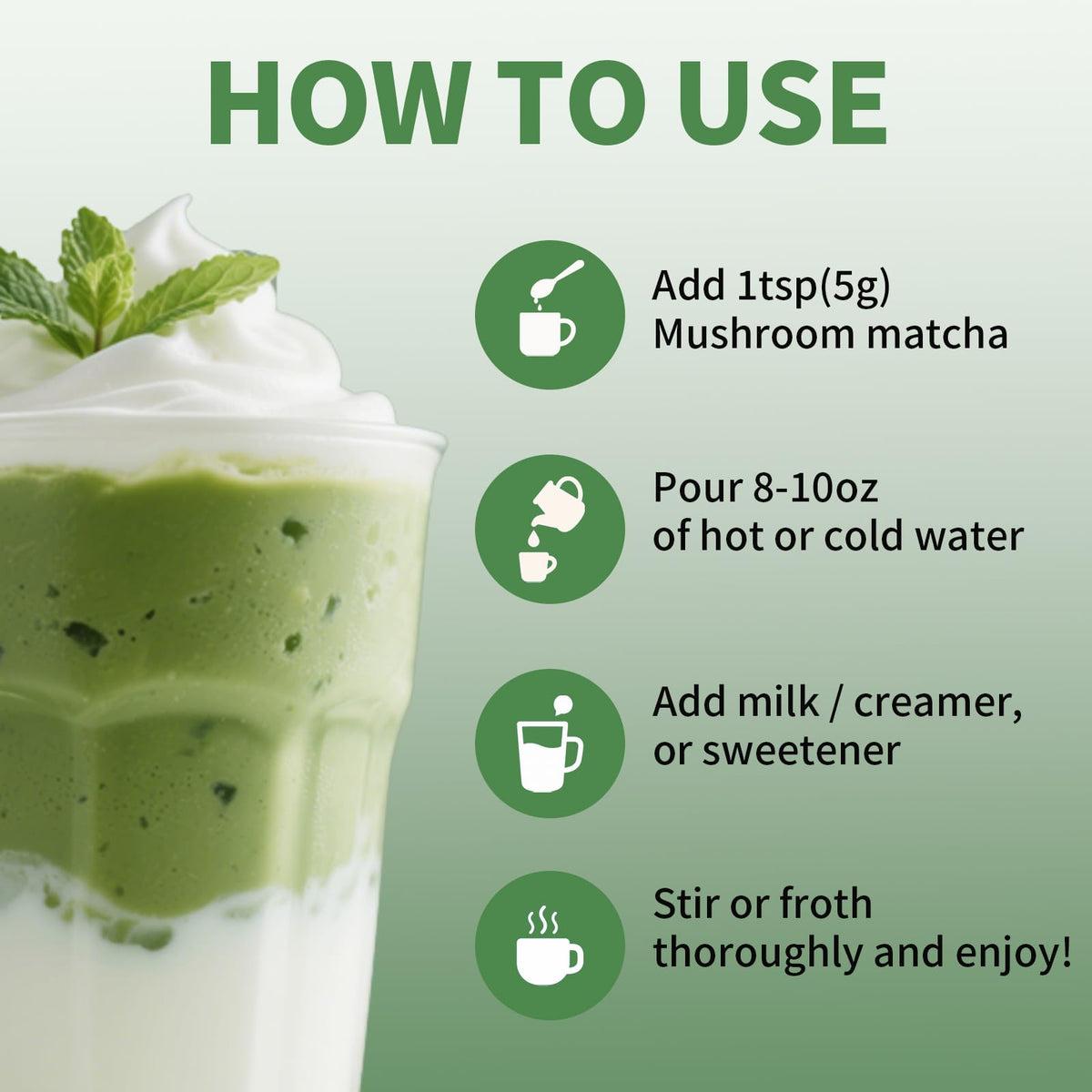 YISANFLO energy and focus boost shown in latte or hot water