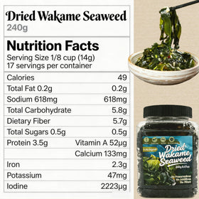 Dried wakame prep demonstrates quick rehydration for recipes.