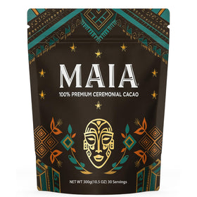 YLOTRE Maia ceremonial cacao packaging shown, signaling premium organic cacao for daily ritual energy