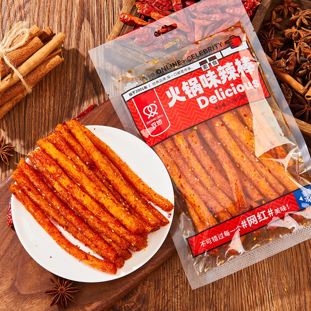 YMeijian Latiao serving idea with chopsticks, spicy snack for gatherings