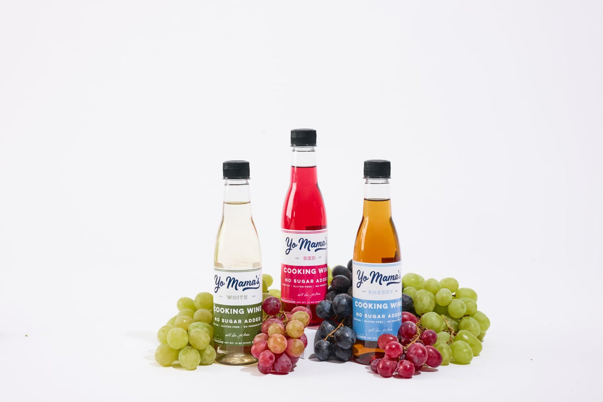 Yo Mama's Foods bottle pour demonstrates easy, controlled addition during cooking.